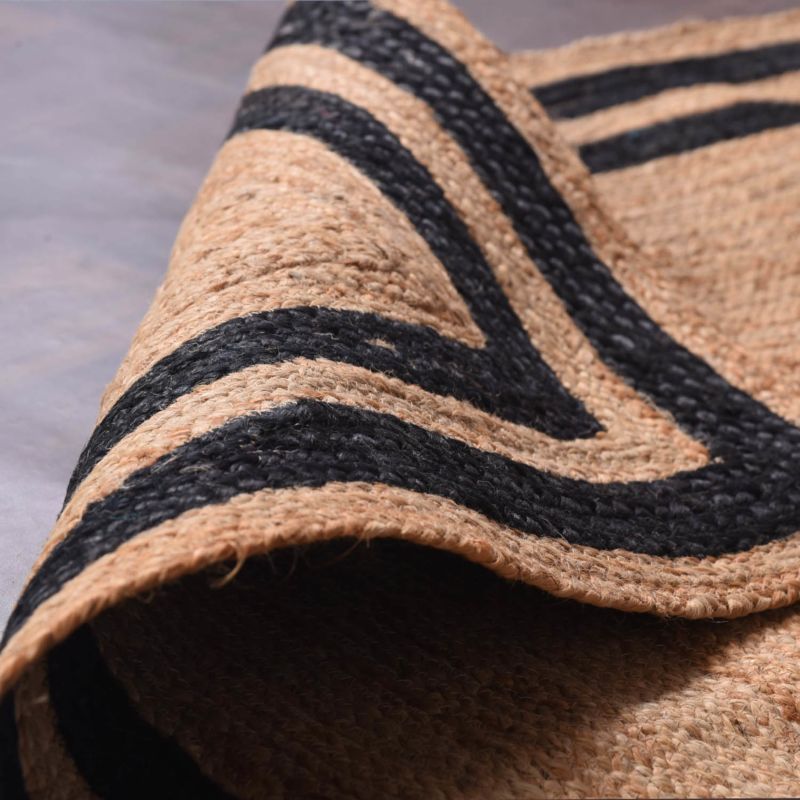 Designer Abstract Rectangle Jute Braided Reversible Carpet, Hand Woven Classic Rug| Various Sizes Available