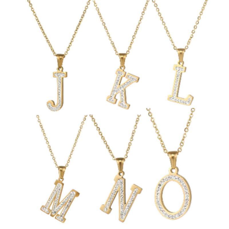 Designer Stainless Steel Zircon Alphabet Pendant Necklaces Hiphop Women Men Hip Hop Gold Chain Necklace Initial Letter Necklace