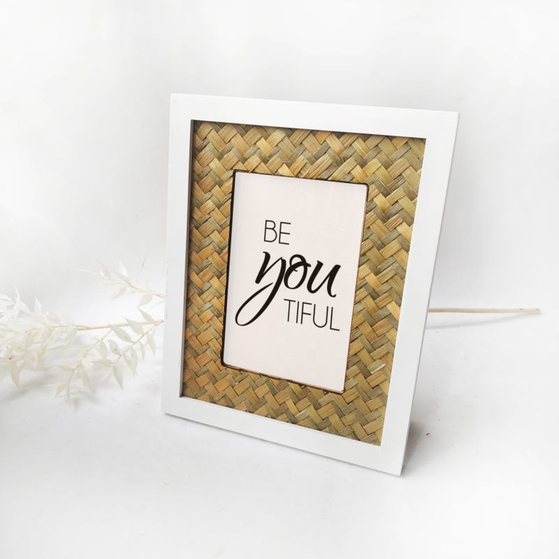 Desk Table Top Home Office All Occasions Decoration Bamboo Weaving Design Wooden Picture Frames