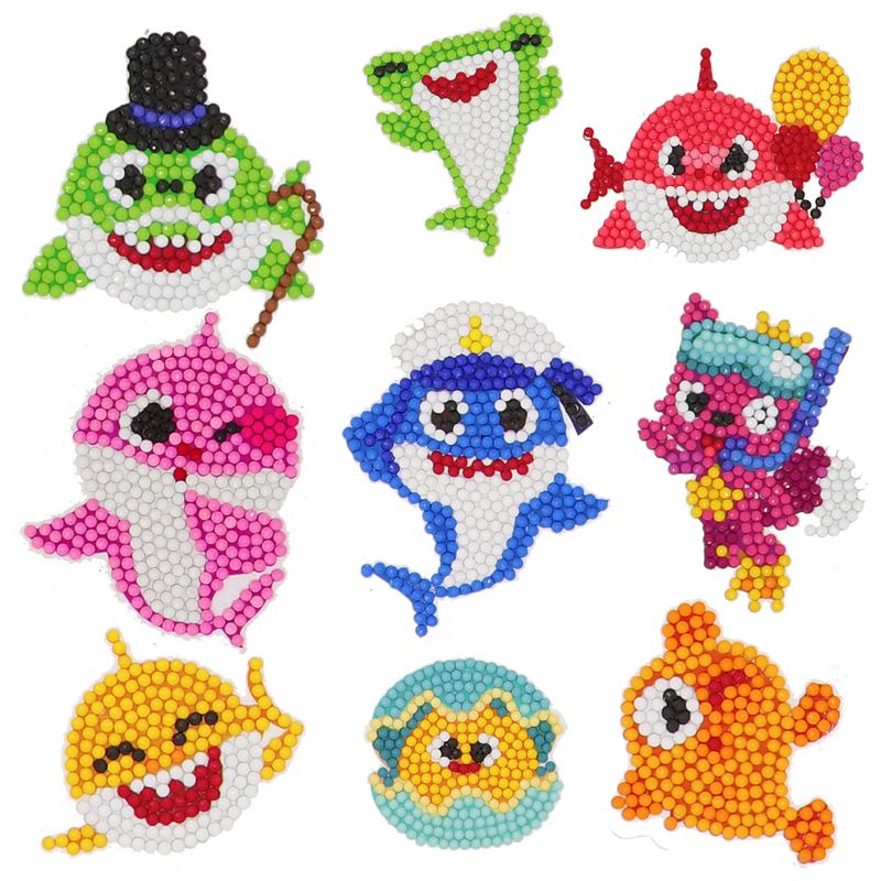Diamond Child Cartoon Shark Family Mosaic Sticker Cup Refrigerator Mobile Phone Stickers