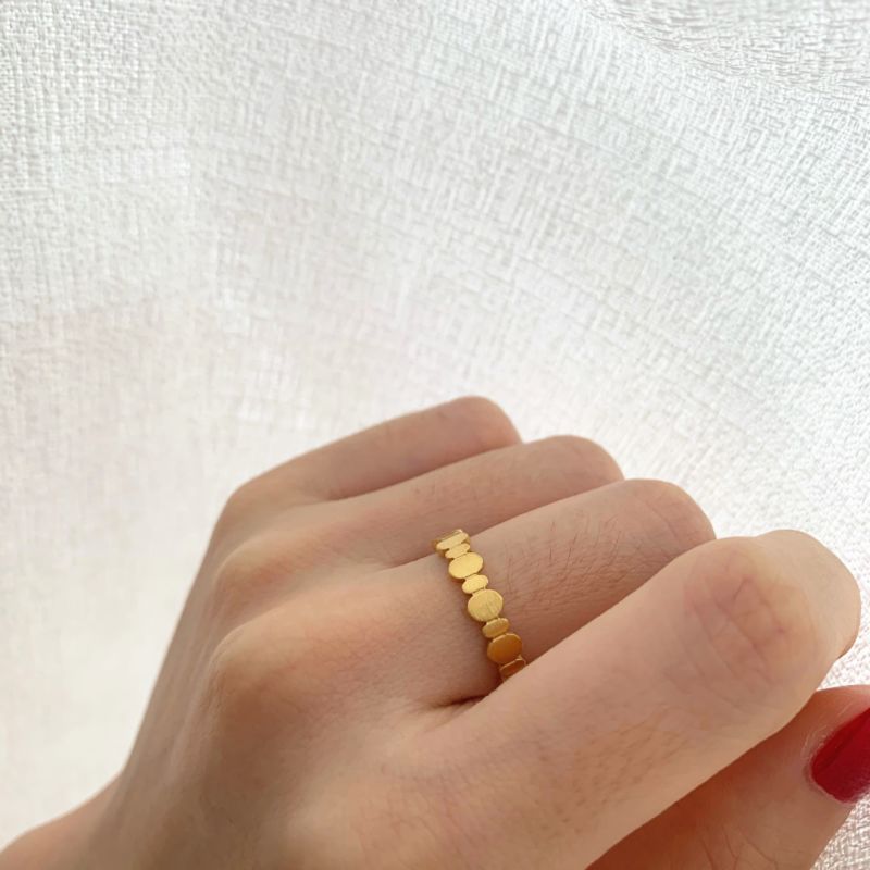 Different Size Vacuum Plating Stainless Steel Sequin Linked Circle Rings Titanium Steel Irregular Geometric round Chain Ring