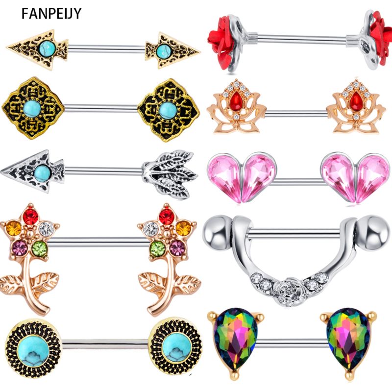 Different Styles Nipple Rings Stainless Steel Body Jewelry Ear Bar Barbell Piercings Earrings Nipple Shield Barbell