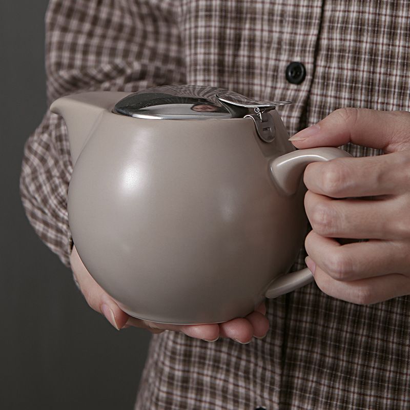 Direct Ceramic 400Cc Matte Glaze Coffee Pot with Filter Reinforced Porcelain Teapot