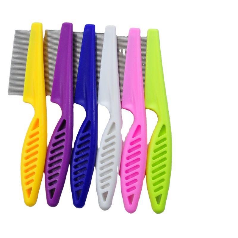Direct Sales Plastic Stainless Needle Teeth Pet Dog Hair Flea Comb Stainless Pin Grooming Brush Comb