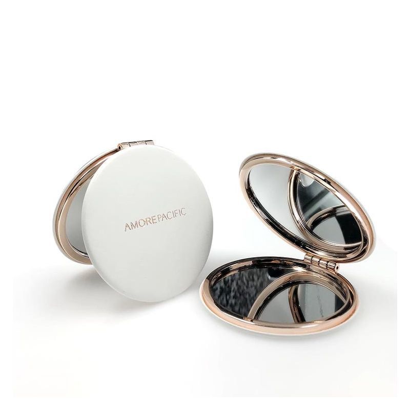 Direct White Gold Logo Pocket Mirror Cosmetic Compact Mirror Mini