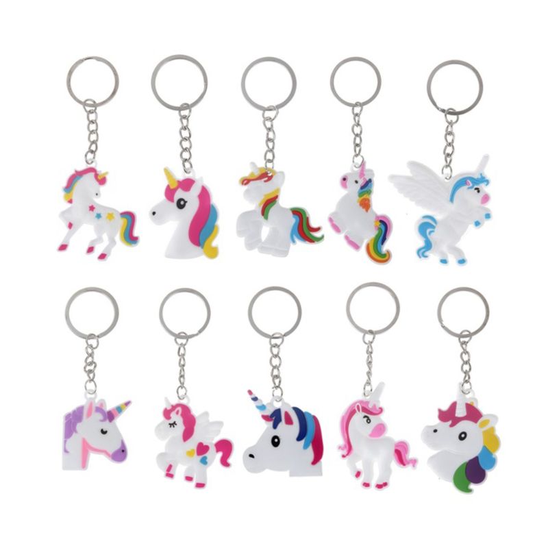 Diy Cute Fairytale Pvc Unicorn Keychain Multi-Style Horse Key Rings Holder Alloy Key Chain for Woman Girls Gift Jewelry