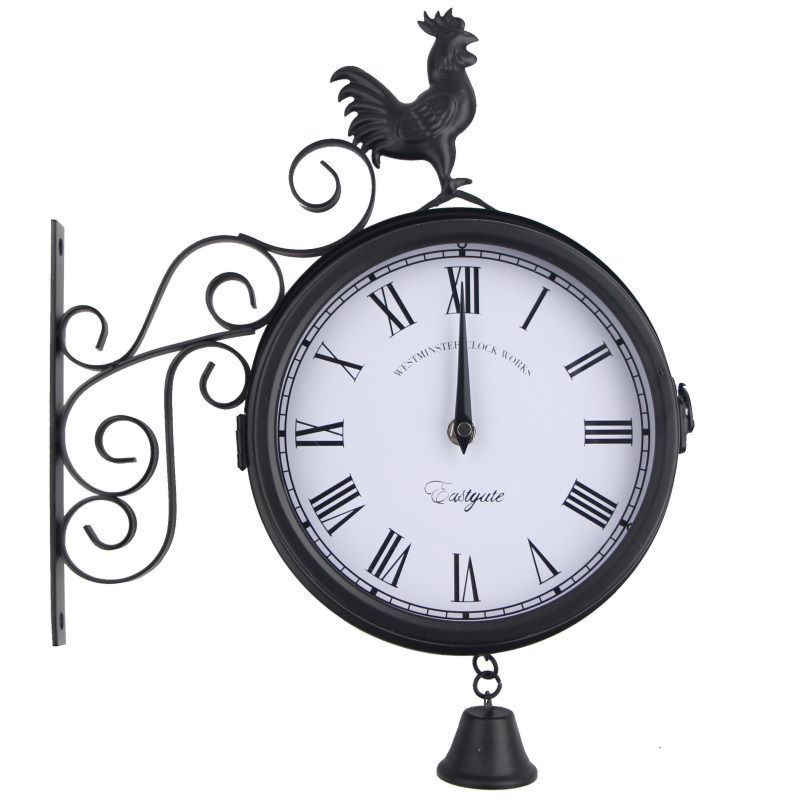 Double Face Large Luxury Metal Antique Design Decorative Outdoor Quartz Analog Wall Clock Retro Art Double Sided Garden Clocks