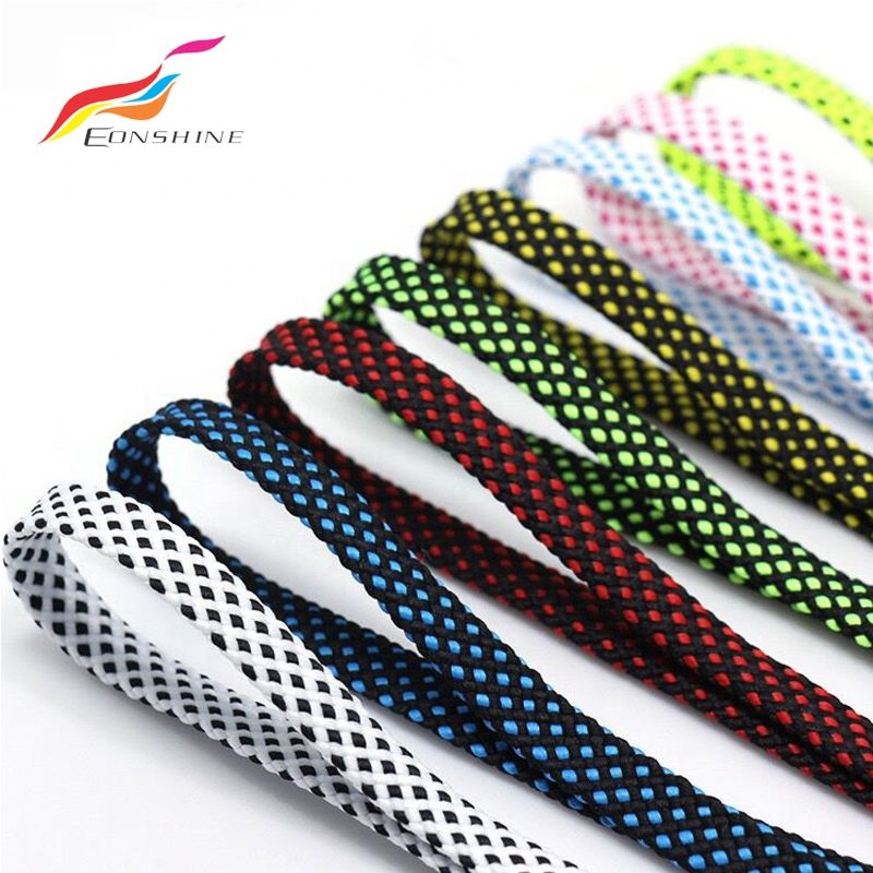 Double Layer Multi Color Flat Braid Two Toned Polyester Shoelaces for Jogging Shoes