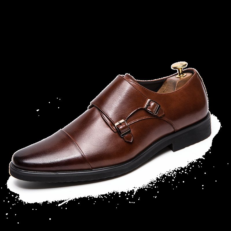 Double Monk Strap Slip on Loafer Leather Oxford Plain Toe Classic Casual Comfortable Men Dress Shoes