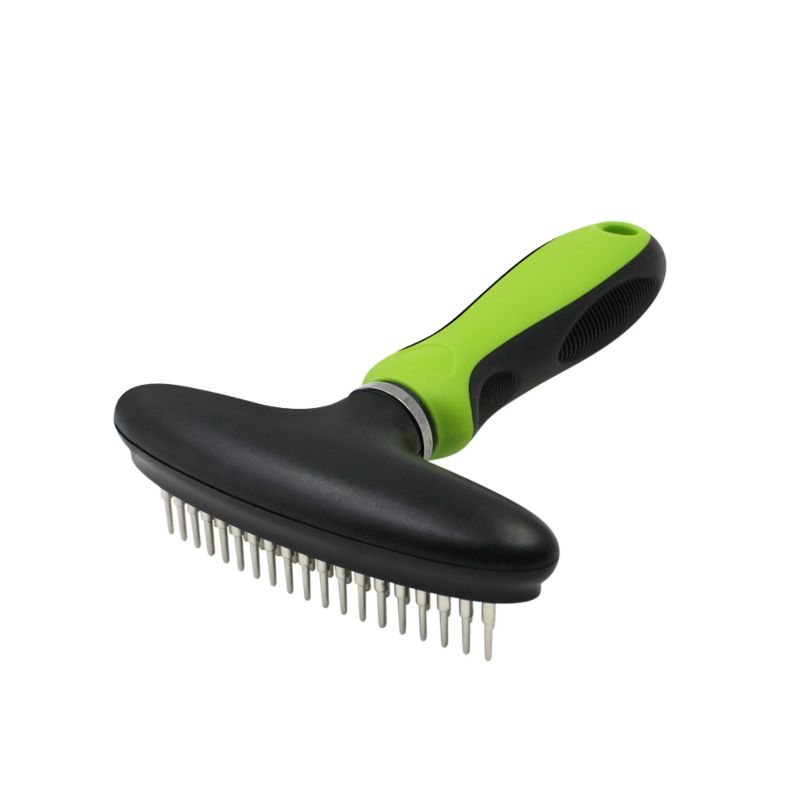 Double Row Teeth Stainless Steel Pins Dog and Cat Grooming Rake Comb
