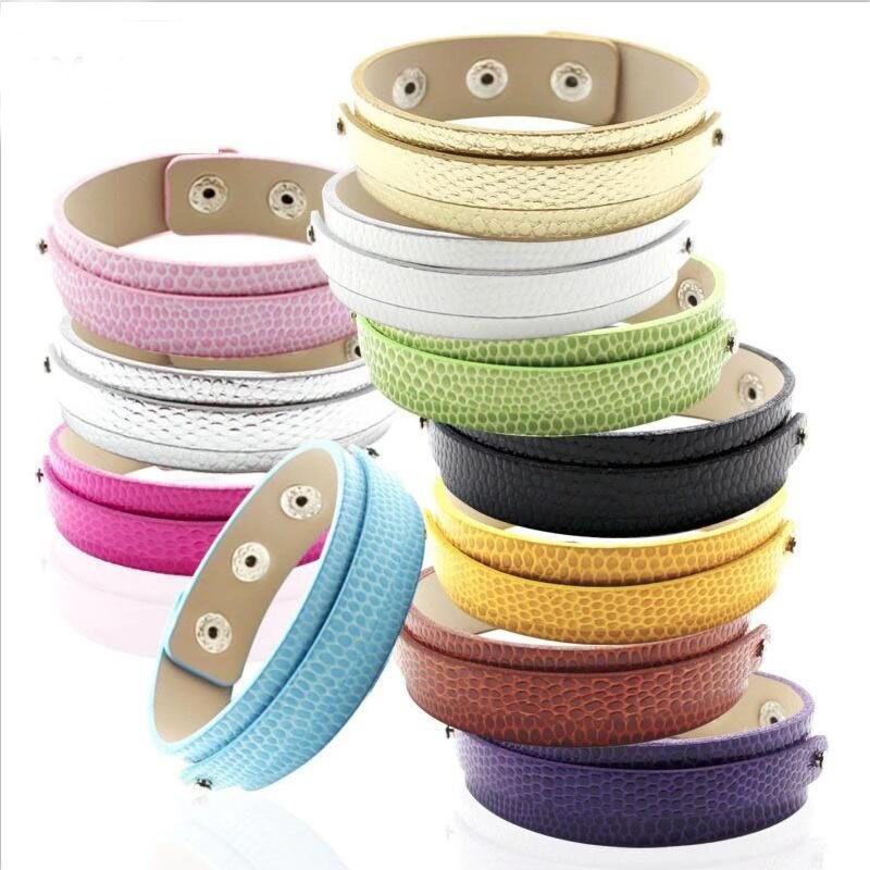 Double Wrap Leather Bracelet Plain Leather Charm Bracelet