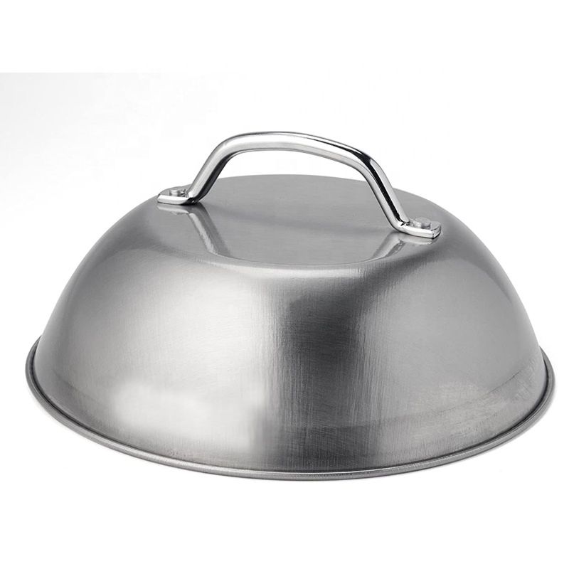 Durable round Basting Steaming Stainless Steel Handrail Griddle Grill Cheese Melting Dome Food Cover