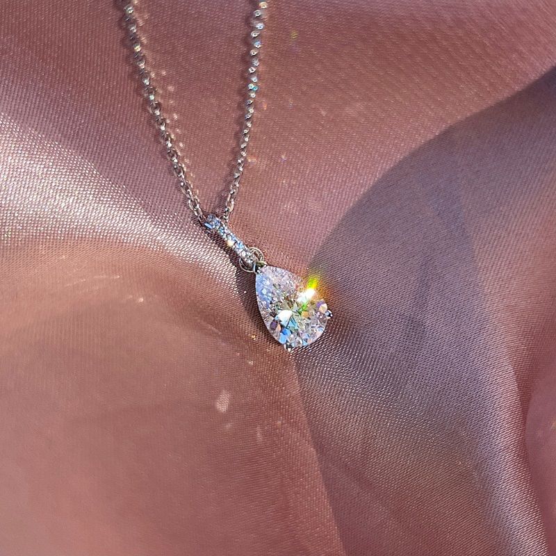 Dylam Elegant Jewelry Women Accessories Chain Plata 925 Sterling Silver Cz Water Drop Pendant Necklace