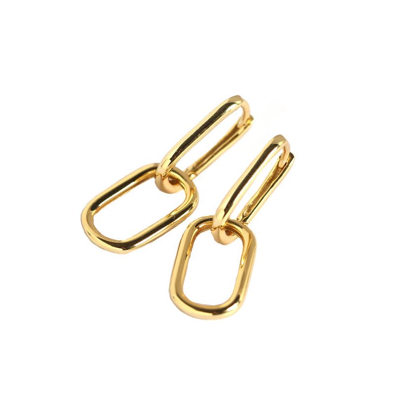 Dylam Heavy Metal Earrings 925 Drop Earing Gold Large Square Hoop Statement Wap U Shaped Geometric Earring