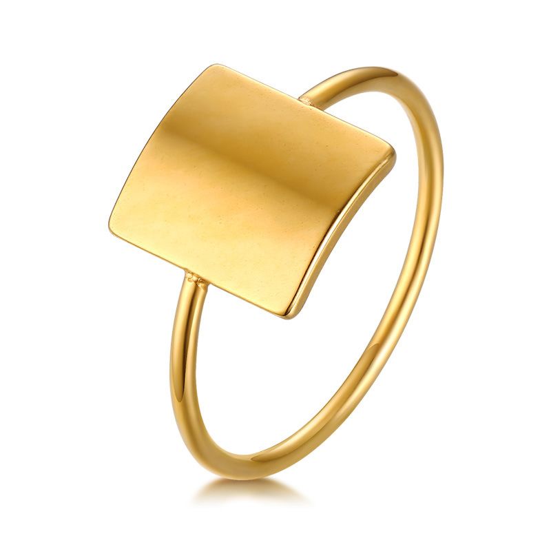Dylam No Moq Simple Rings for Women Jewelry Unique Gold Plating Rectangle Shape Stainless Steel Ring