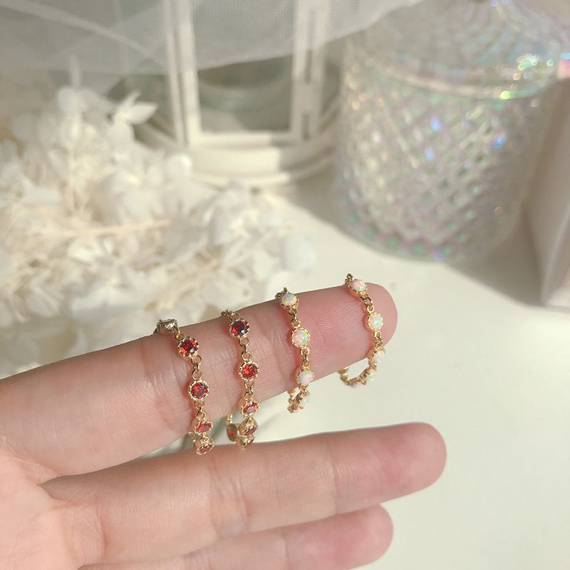 Dylam Resizable Luxury Ring 925 Signet Resizable Opal Sterling Silver Gold Chain 18K Plated Stone Gemstone Rings Adjustable Ring