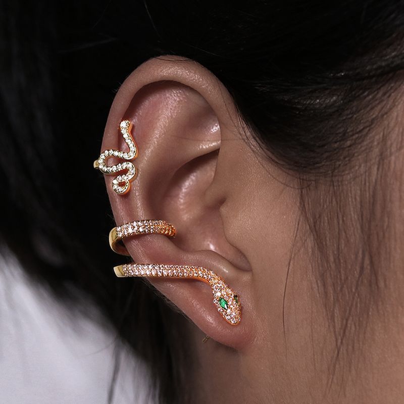 Earrings Jewelry 18K Gold Plated Snake Earring Set Ear Cuff Halloween Anime Stud Earring for Women Girl