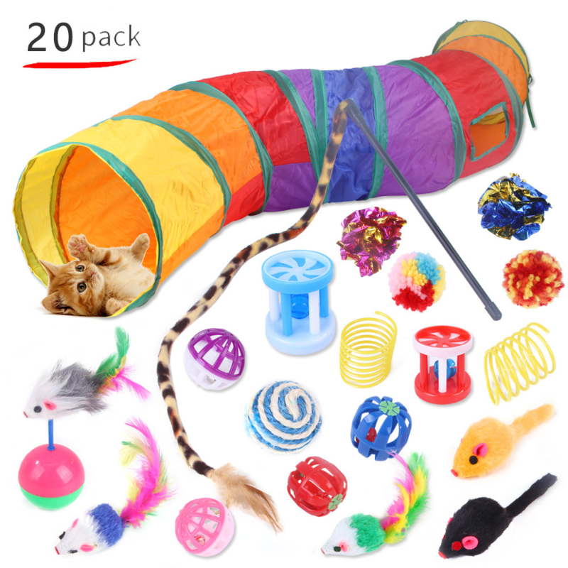 Eco-Friendly Cat Toy Tunnel Interactive Colorful Cat Toy Set Foldable Tunnel Pet Cat Toy