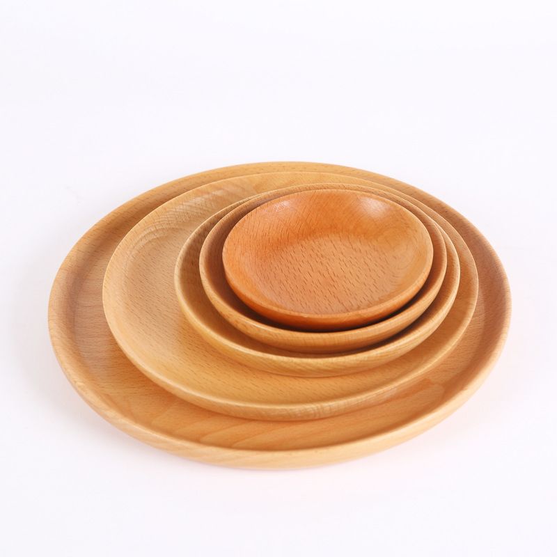 Eco-Friendly Reusable Dinner Bamboo Cutlery round Wooden Bamboo Plate