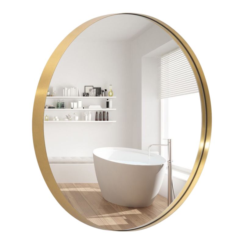 Elegant Contemporary Decorative 60Cm Diameter round Wall Hanging Mirror with Hooks