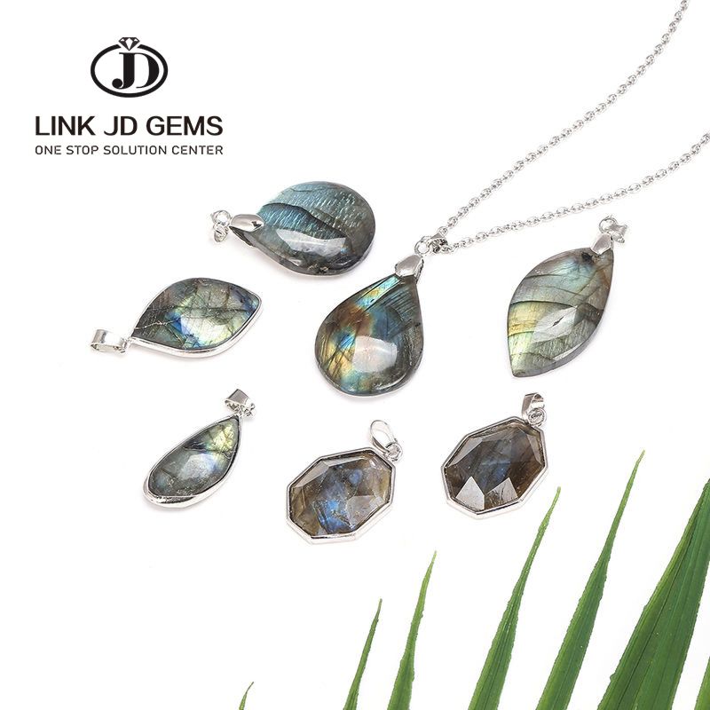 Elegant Natural Irregular Labradorite Pendant Necklaces Energy Stone Women Men Healing Lucky Necklace Grey Moonstone Jewelry