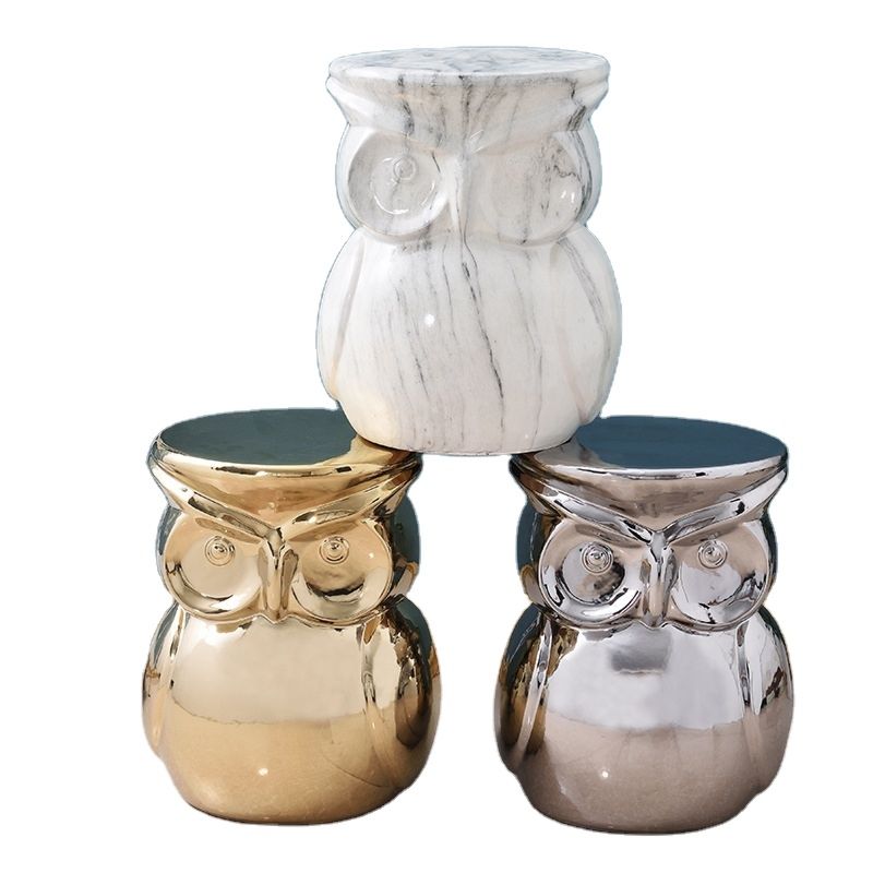 Elephant or Owl Animal Shaped Ceramic Flower Stand/Shoe Changing/Dressing Drum Stool Living Room/Bedroom/Entrance Modern Stooln