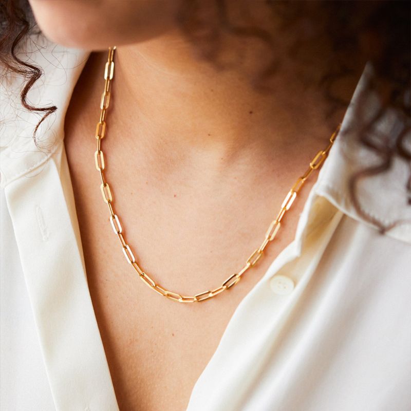Emanco Cuban Paperclip Link Chain Choker Necklace Women Jewelry Steel Stainless Steel Necklaces