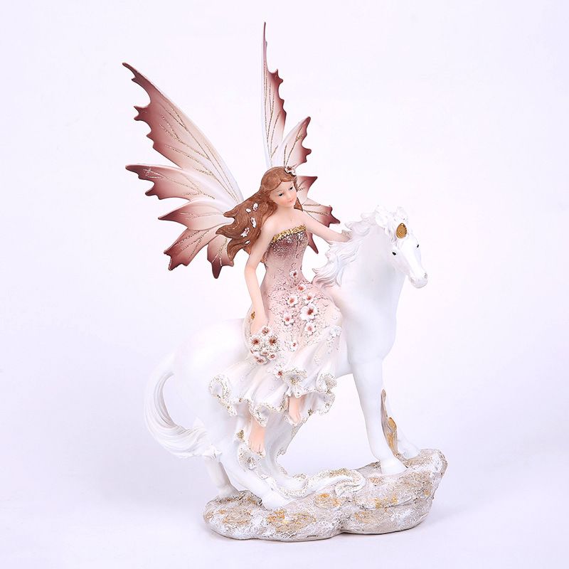 European-Style White Horse Angel Beautiful Flower Fairy Resin Crafts Beauty Characters