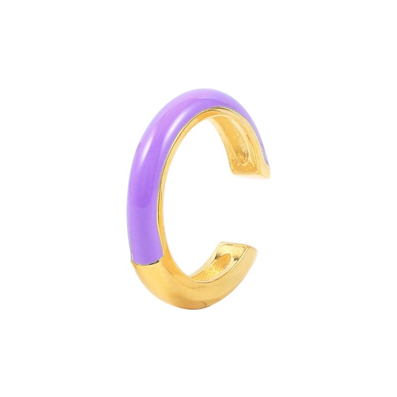 European and American 925 Sterling Silver Geometric C-Shaped Ear Cuff Enamel Hoop Earrings