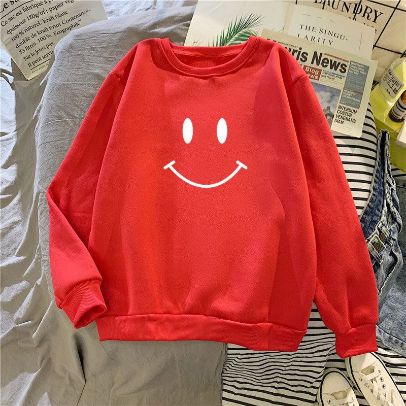 European and American Women's Autumn and Cartoon Print Student Loose Class Clothes plus Fleece Hooded Sweater