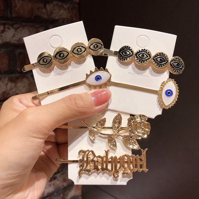 European Style Hair Accessories Gothic Style Retro Rose Hairpins Girls Evil Eyes Alloy Hair Pin