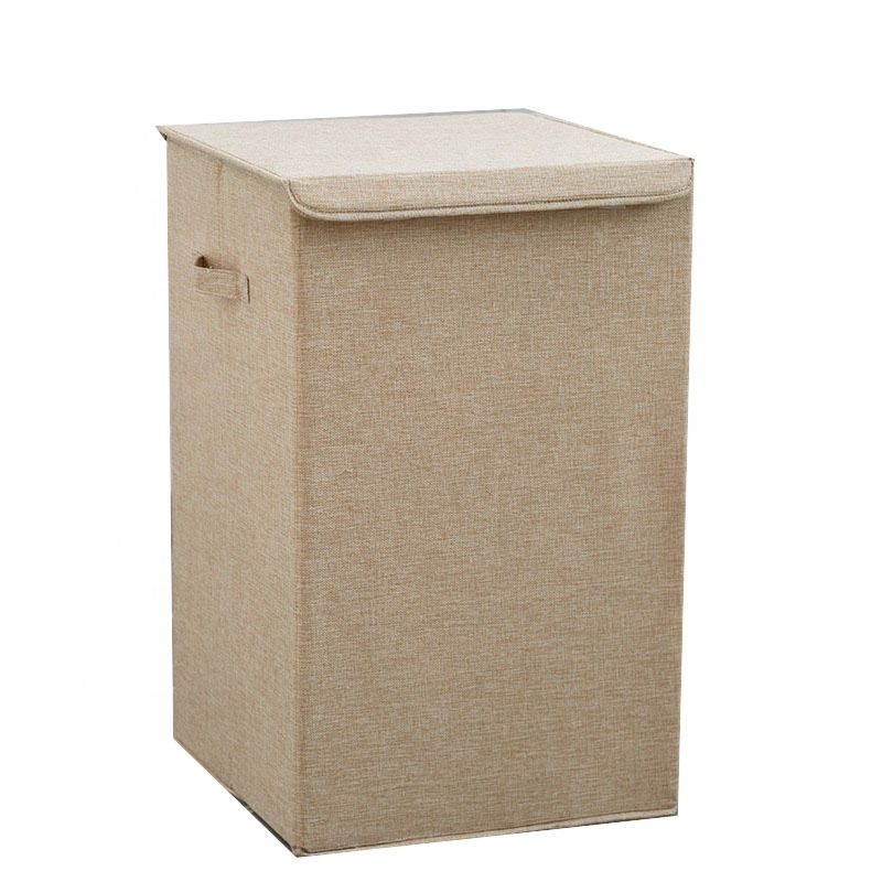 Fabric Collapsible Foldable Rectangular Tall and Thin Storage Laundry Basket with Lids