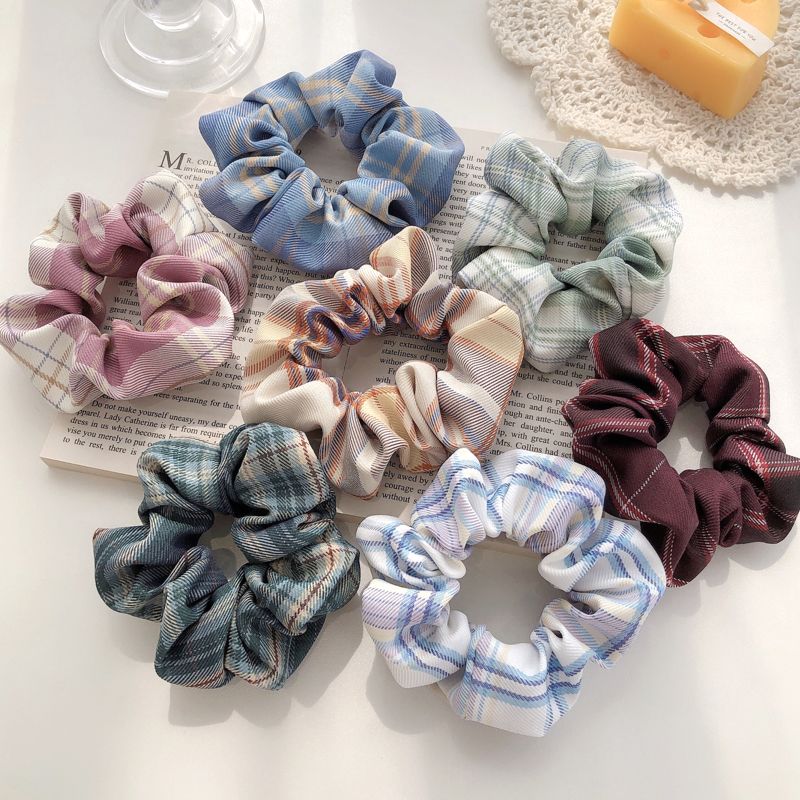 Fabric Linen Plaid Designer Hair Scrunchies Famous Brands Hair Ties Sets Elastic Hair Bands Accessories for Women Girls