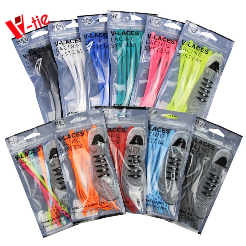 Fast Delivery Shoelaces Silicone for Adults Shoelace No Tie Rubber Shoelaces Accept Free Sample Silicone round Lace 14Pcs