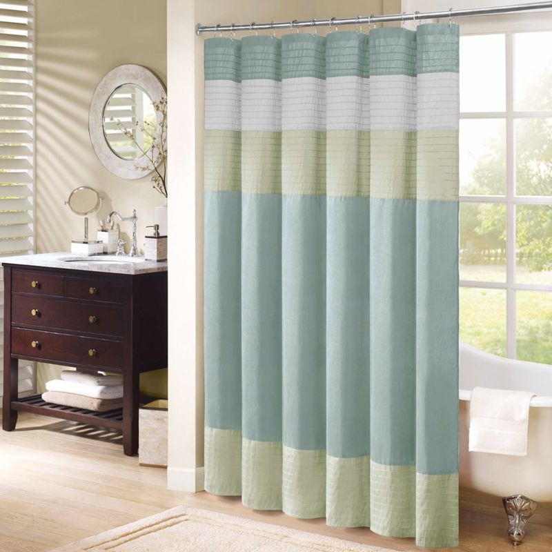 Faux Silk Pieced Striped Modern Microfiber Bath Curtain Mildew Resistant Unusual Shower Curtains for Bathroom