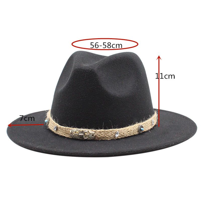 Fedora Hats for Women Cowboy Hat Felt Western Ladies Stageholidsy Party Wide Brim Jazz Cap Sombreros Para Mujeres Gorra