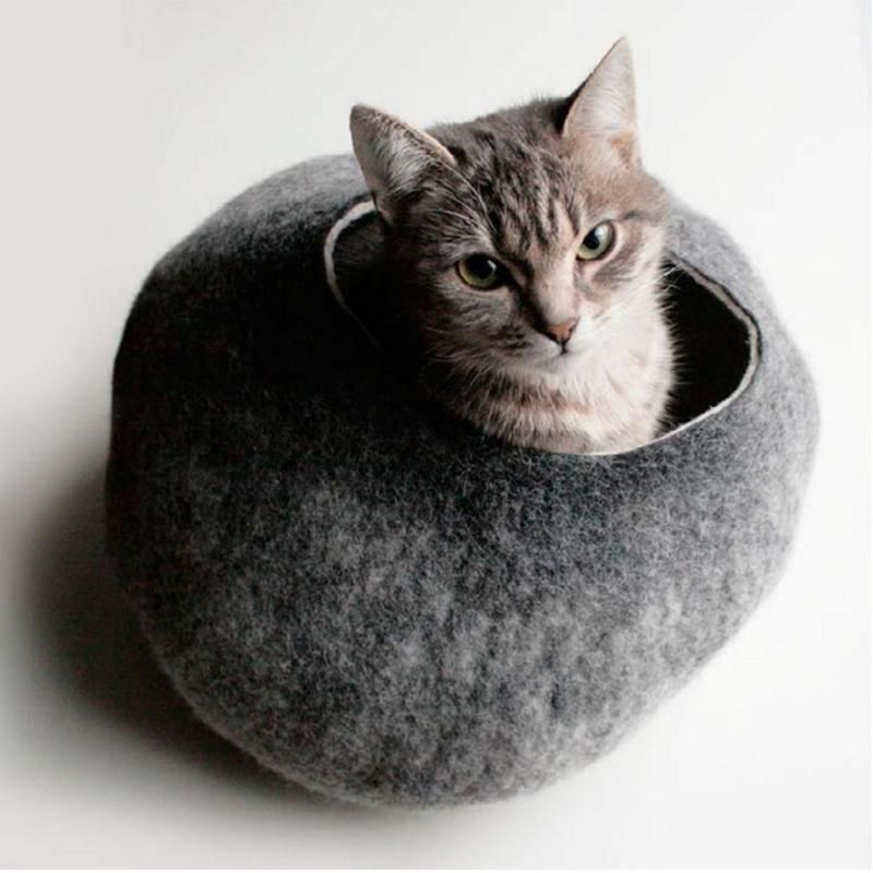 Felt Egg Shape Cat Cave Bed Washable Pet Nest Felt Cat Bed
