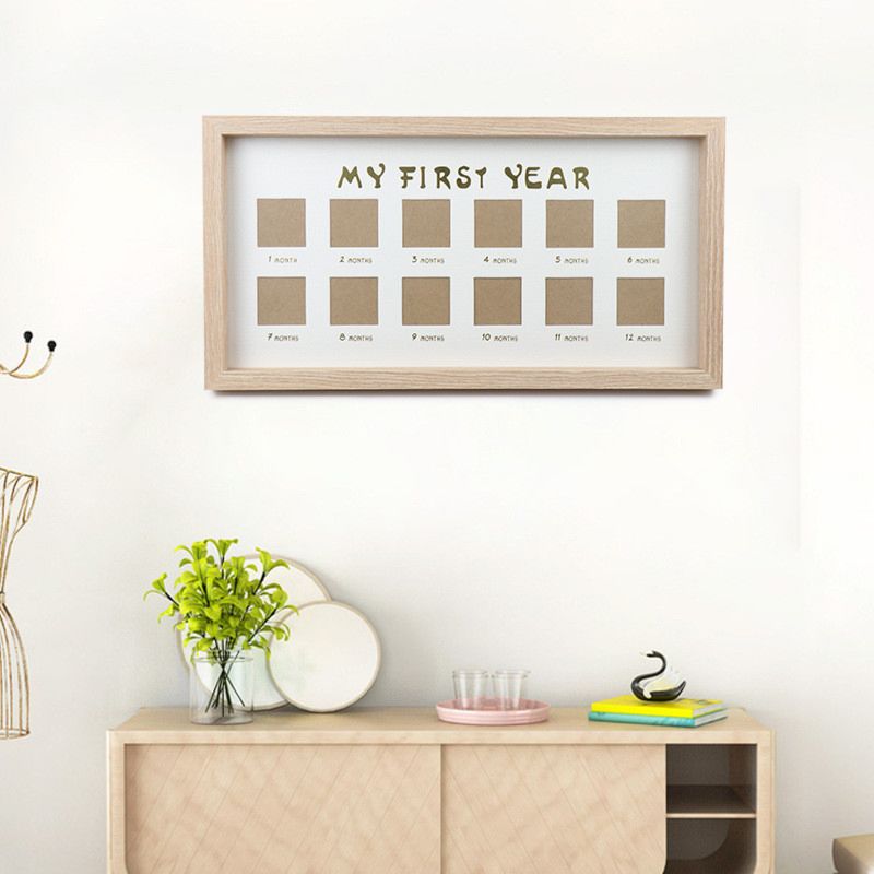 First Year Photo Moments Wood Baby Keepsake Frame for Recording the Child's Growth