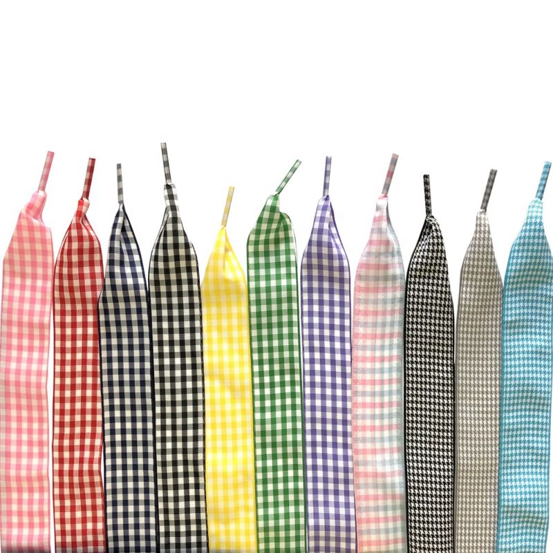 Flat Plaid Cotton Shoelaces Female 2.5 Cm Wide Ribbon Shoe Lace for Boot Sneaker 120 Cm