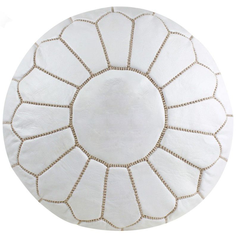 Flourish Chinese Suppliers round White Leather Ottoman Moroccan Pouf