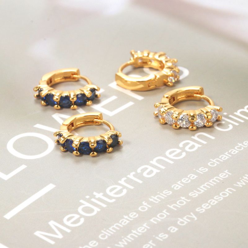 Foxi Korean Jewelry 18K Huggies Hoop Earring Women Gold Earrings Cz Stone Korean Earrings for Women