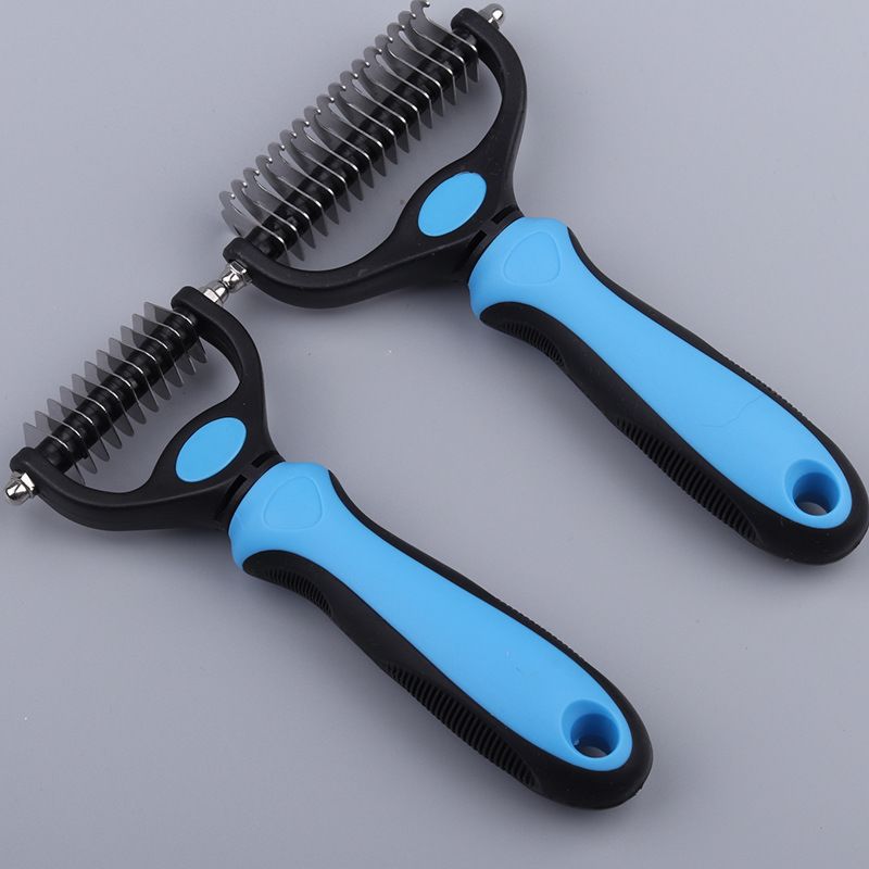 Free Sample Pet Grooming Wide Brush Double Sided Shedding Dematting Undercoat Rake Dog Hair Comb