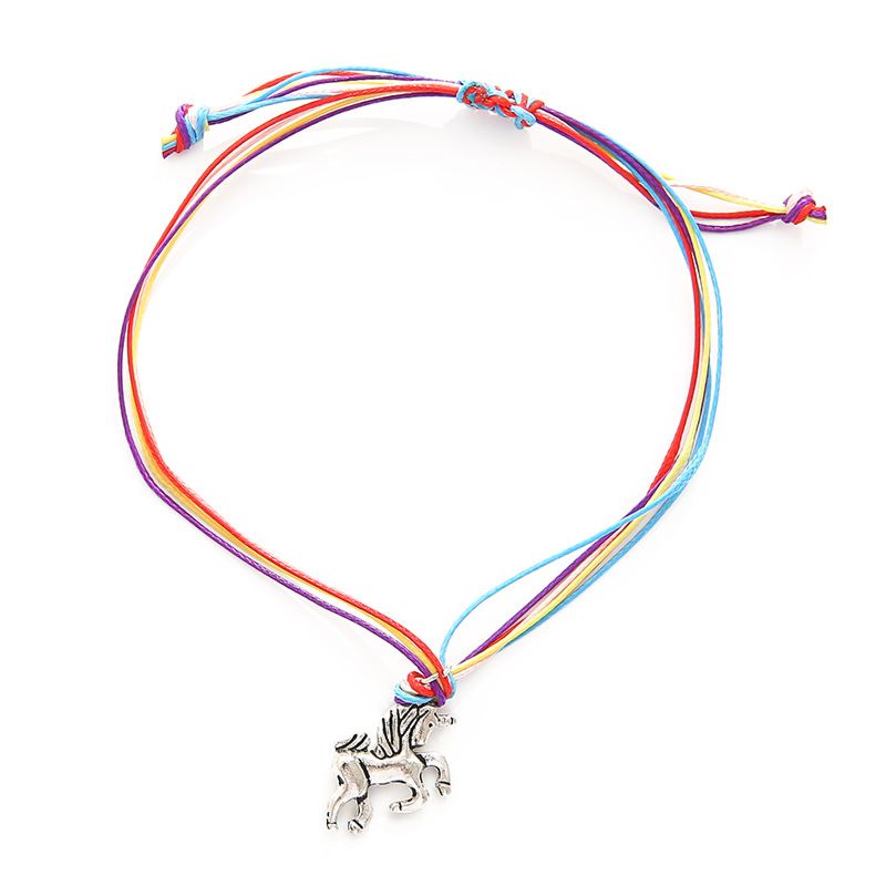 Friendship Woven Bangle Jewelry Rainbow Unicorn Charm Bracelet Love Wish Bracelet with Gift Card