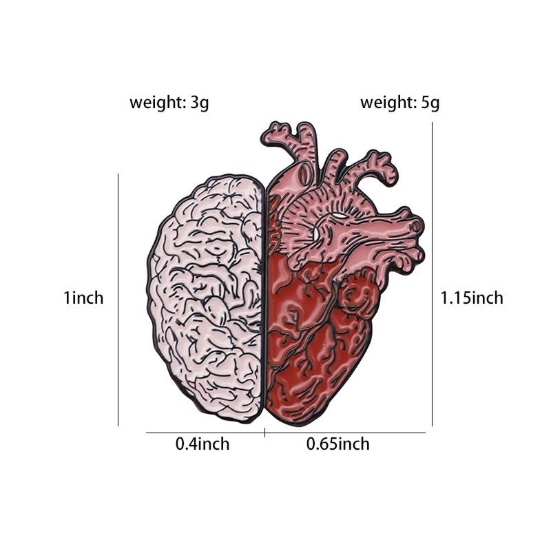 Funny Cartoon White Organ Heart Enamel Brooch Lapel Pin Collar Shirt Badges Love Rose Brooch Pins
