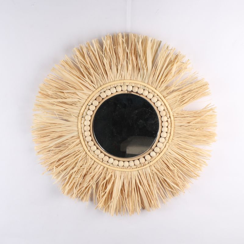 Furniture Mirrors Decor Wall Home Living Room Fish Rattan & Grass Mirror
