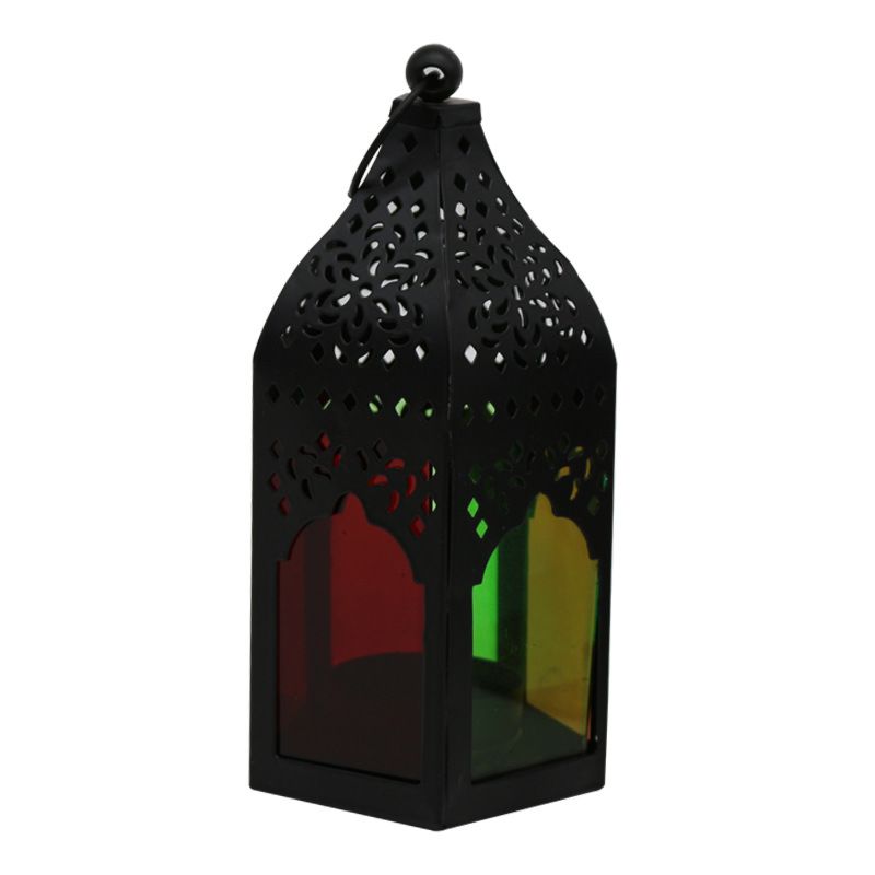 Garden Home Decoration Black Metal Geometric Moroccan Style Lantern Candle Holder