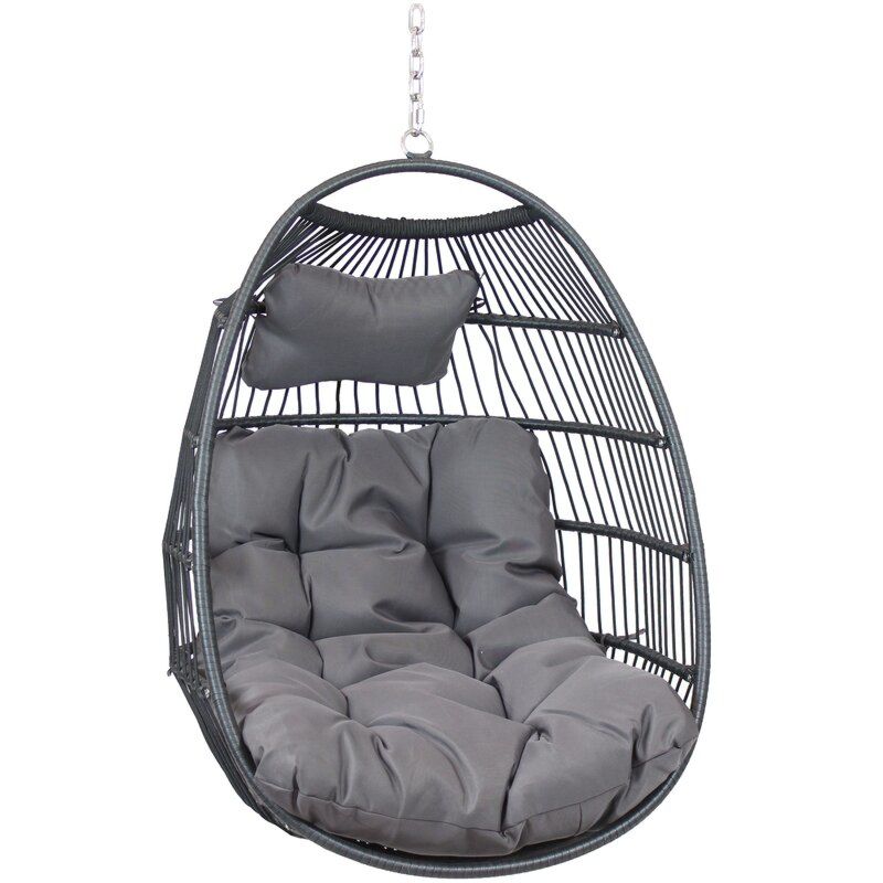 Garden Rattan Adult Hanging Egg Swing Chair All Weather Courtyard Patio Outdoor Furniture Hanging Chair