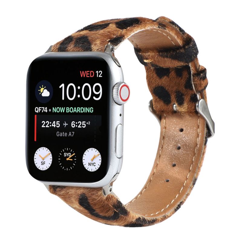 Genuine Leather Horsehair Classical Leopard Design for Apple Watch Series 4 Band Leather Strap for Smart Watch