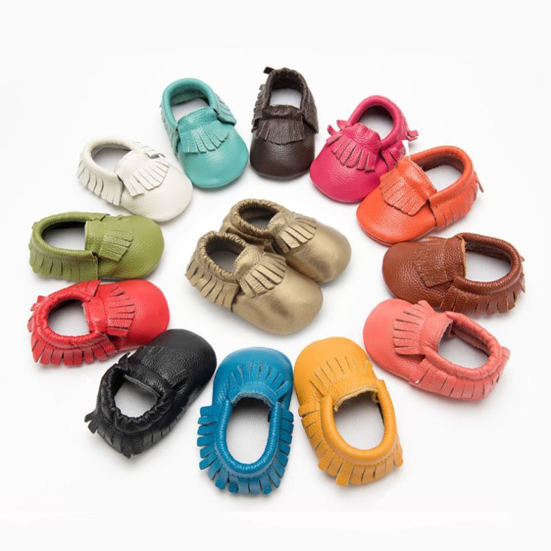 Genuine Leather Tassel Baby Shoes Moccasins Slip on Infant Shoes
