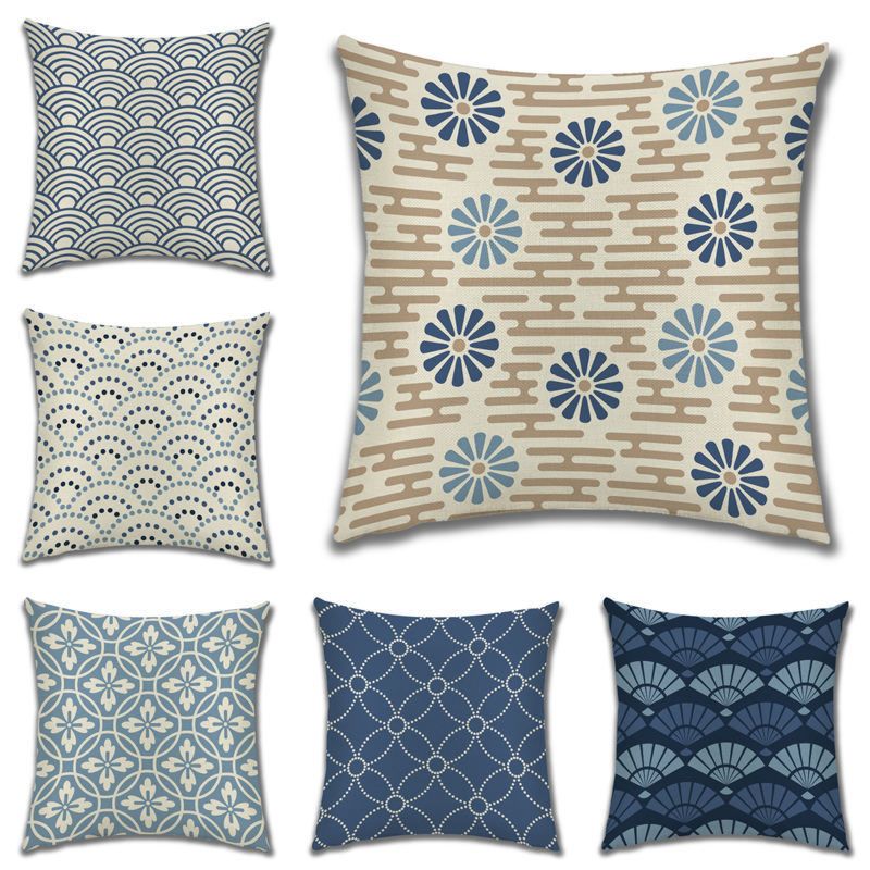 Geometric Pattern Retro Flower Car Pillow Cover Home Cloth Sofa Cushion Cover